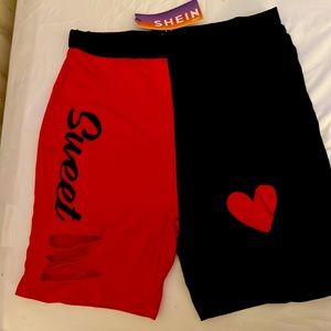 BRAND NEW Shein Heart & Sweet Two toned biker shorts